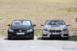 BMW 1シリーズ 次期型、FF化でVW ゴルフ そっくりに？ 比較テスト風景を目撃 画像