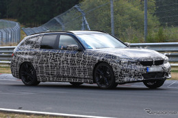 BMW最強の直4搭載へ…3シリーズ 新型、「ツーリング」の高速テストを目撃 画像
