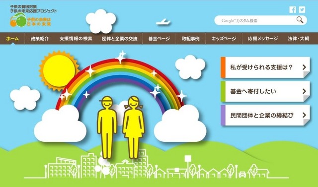 子どもの貧困対策・子どもの未来応援プロジェクトのサイト「子供の未来は日本の未来」