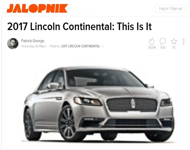 リンカーン コンチネタル 新型の画像をリークした米『JALOPNIK』