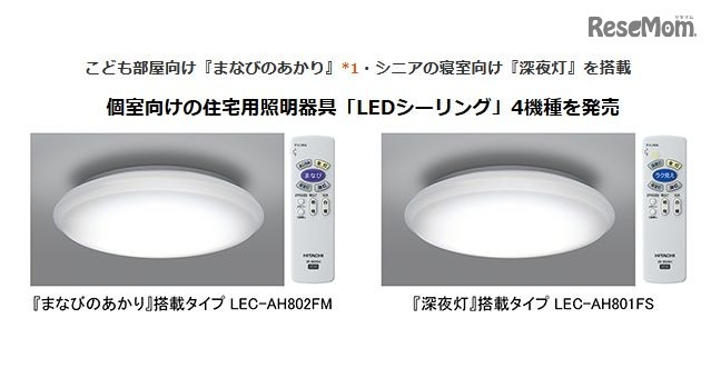個室向けの住宅用照明器具「LEDシーリング」