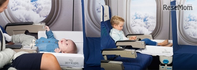 （左）ベッド機能イメージ　（右）足も伸ばせる　子ども用ライドオンスーツケースJetKids BedBox