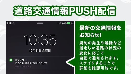 NAVITIMEドライブサポーター 道路交通情報のプッシュ配信