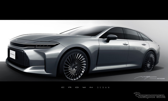 「王道のセダン」を目指した、新型トヨタ『クラウン・セダン』デザインの5つの見所とは。画像はテクノアートの宮﨑是旭氏によるスケッチ。