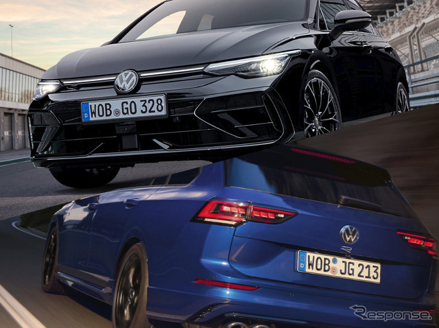 VW ゴルフR ブラックエディション（上）とゴルフRヴァリアント ブラックスタイル（下）