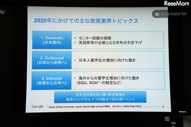 2020年にかけてのおもな教育業界トピックス（出典：Google　Chi Tran氏作成資料　2016/2/9）