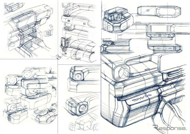 トヨタ ランドクルーザーFJのインテリアデザインスケッチ