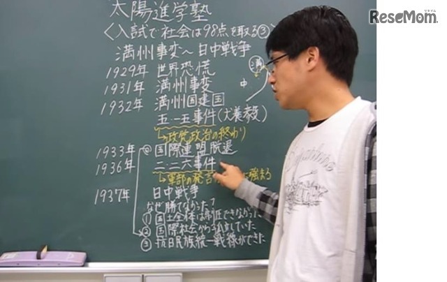 「わかりやすい中学社会映像講義」の講義の様子