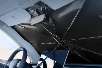 夏の車内温度対策に、チタンシルバーで熱を素早く逃す「折り畳み傘式サンシェード」先行販売 画像