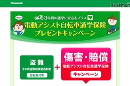 電動アシスト自転車購入で3年間の通学保険プレゼント…パナソニック 画像