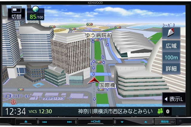 8型大画面ナビの一例（ケンウッド・MDV-S708L）。