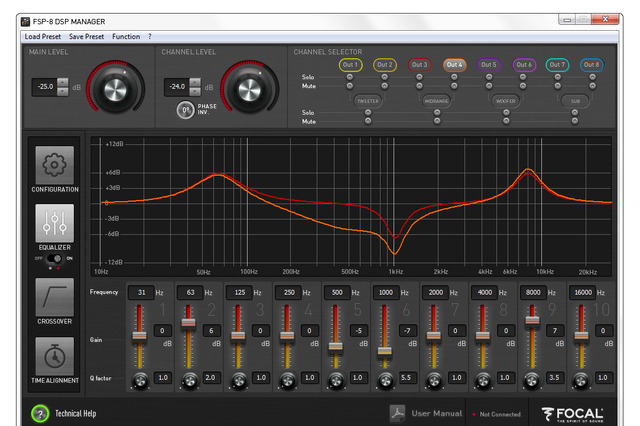 『フォーカル・FSP-8』のサウンドチューニング画面。
