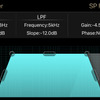 クラリオン『フルデジタルサウンド』の、チューニングアプリの「クロスオーバー」調整画面。