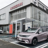 バッテリー容量の小さな標準型を福島・会津若松で充電中。