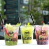 「日本三大花火」とコラボレーションした各地の旬の野菜やフルーツを使ったスペシャルモヒート。左から、「神楽南蛮（唐辛子）モヒート」（800円）、「秋田県産メロンモヒート」（900円）、「茨城県産トマトモヒート」（800円）