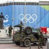 リオデジャネイロ五輪市内で立哨する軍人（2016年8月3日）