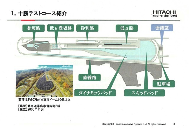 デモが行われた日立オートモーティブシステムズの「十勝テストコース」