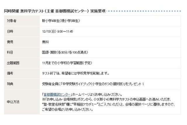 無料学力テスト実施要項