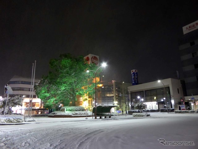 普段は賑わう駅前ロータリーはタクシーの姿さえ見かけることがなかった