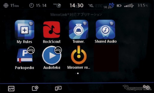 VW ポロ コネクティビティ機能 App-Connect MirrorLink画面