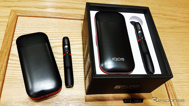 IQOS愛用者500万人突破記者発表＿IQOS「Motor Edition」や「イエローメンソール」（東京・銀座、2018年5月25日）