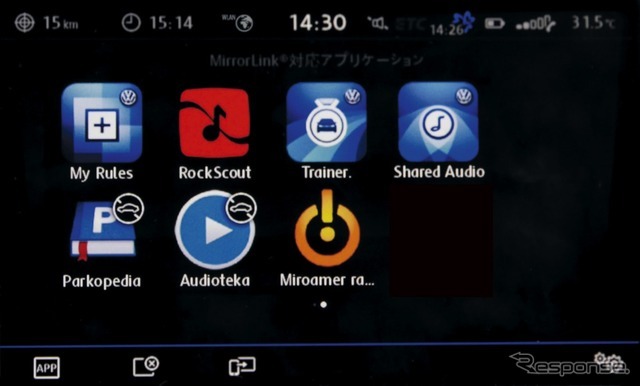 VW ポロ コネクティビティ機能“App-Connect”MirrorLink画面