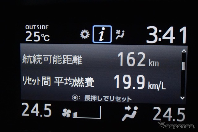 ダッシュボード上の液晶に平均燃費計を表示させてみた。