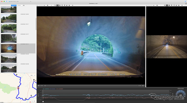 トンネル内から見る出口でも、画像が荒れたり白飛びすることなく鮮明な映像を記録できる