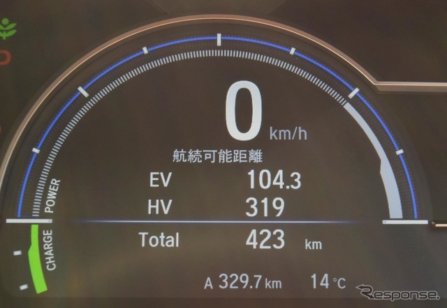 充電完了時の航続距離表示は104.3km。実際の航続は99.9kmであった。エアコンを切ればもう少し伸ばせたかもしれない。