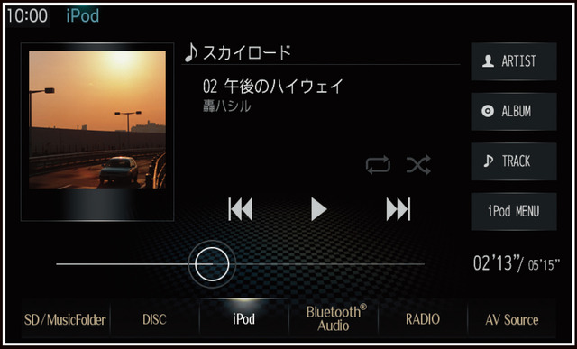 『ダイヤトーンサウンドナビ』での「iPhone」の接続時の画面。