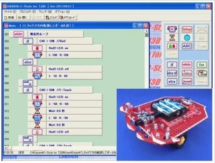 「サッカーロボット」のプログラミング画面