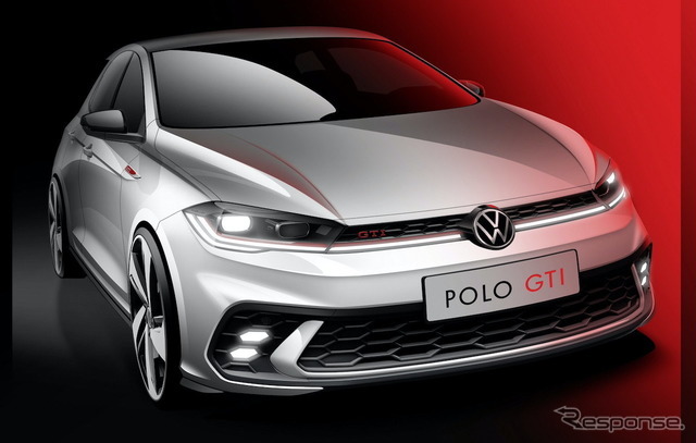 VW ポロ GTI 改良新型のティザースケッチ
