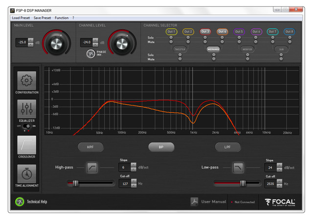 『フォーカル・FSP-8』のサウンドチューニング画面。