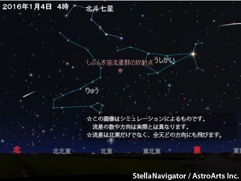 しぶんぎ座流星群 2016年1月4日4時　（c） アストロアーツ