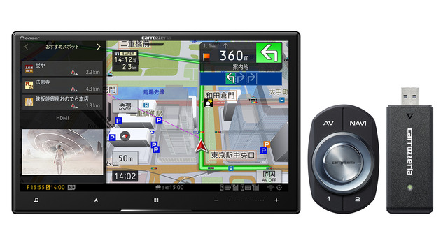 市販AV一体型ナビの一例（カロッツェリア・AVIC-CL912-DC）。