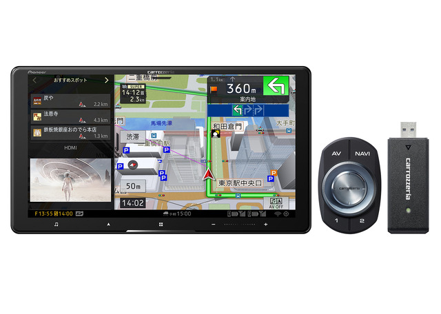ハイレゾ音源の再生に対応している市販AV一体型ナビの一例（カロッツェリア・AVIC-CQ912-DC）。