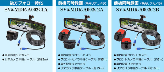 ハイスペックミラー型ドライブレコーダー「SV5-MDR-A002C」シリーズ