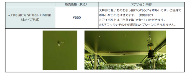 天井引掛け用アイボルトセット（10個組）