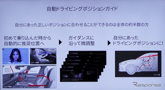 身長を入れるだけでかなりいいポジションにシートが動く。好みに微調整可能だが、ためしに提案設定で運転してみると、自分の運転姿勢のまずさがわかる