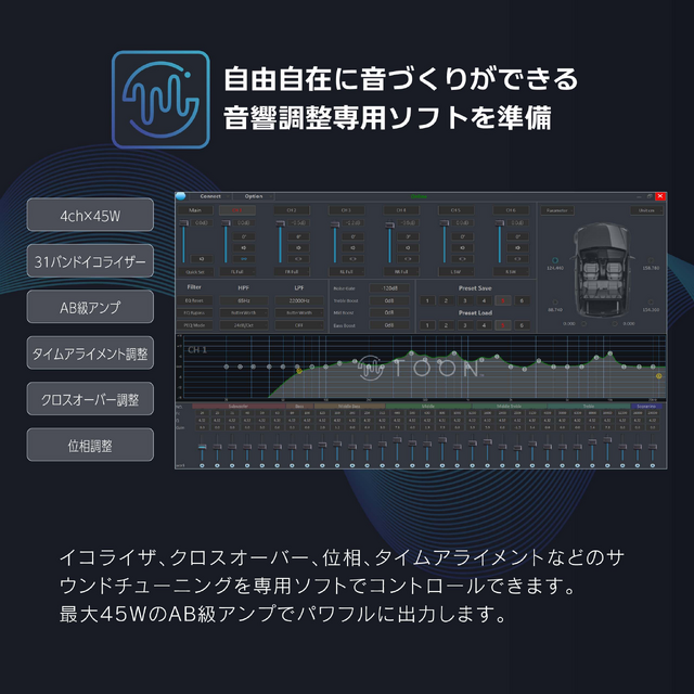 ビートソニックから純正ディスプレイ・オーディオの音を“贅沢なサウンド”にしてくれるDSP機能付きアンプ「TOON X」シリーズが新発売