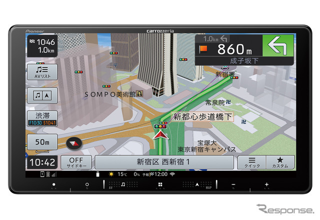 Bluetoothに対応したAV一体型ナビの一例（カロッツェリア・楽ナビ）。