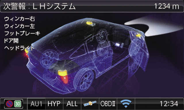 OBD2アダプター使用表示例