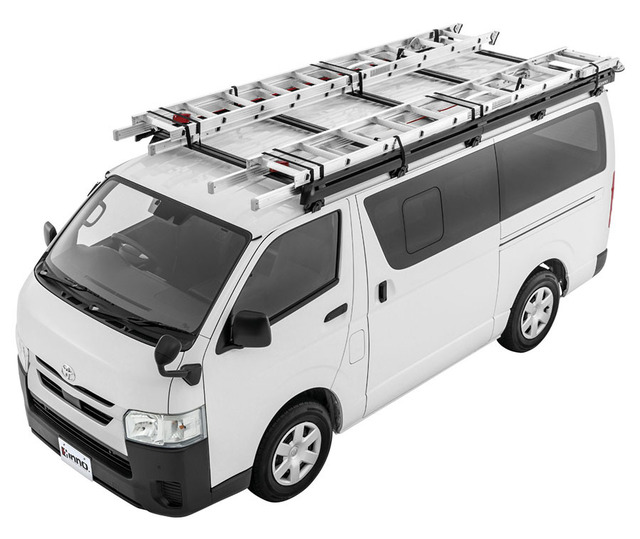 ハイエース専用、全高を2.1m以下におさえたローダウンルーフラック「INNO ローダウンラック」が新発売