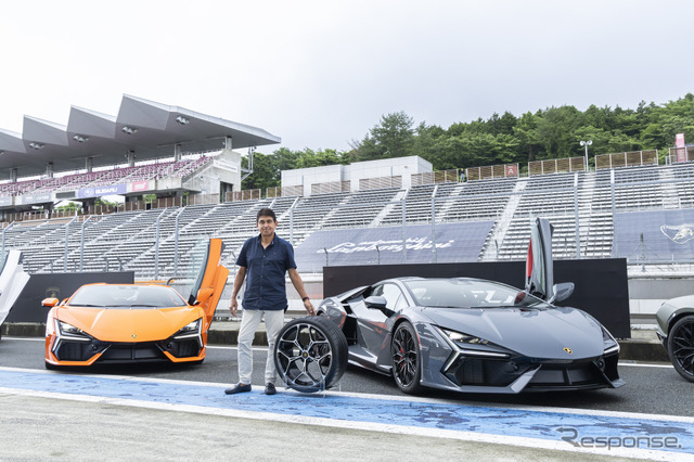 ブリヂストン「POTENZA SPORT」を装着したランボルギーニ『レヴエルト』と鈴木亜久里氏