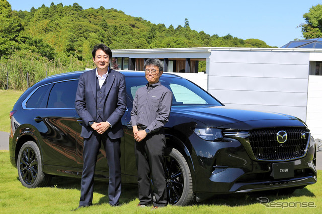 マツダ商品開発本部主査の柴田浩平さん（左）とマツダR&D戦略企画本部企画設計部主幹の高橋達矢さん（右）
