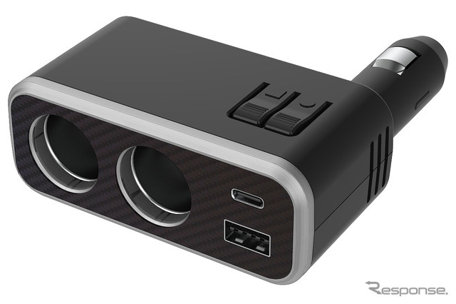 Kashimura・2連ダイレクトソケット PD30W/リバーシブルUSB レインボーライト付き（KX-243）