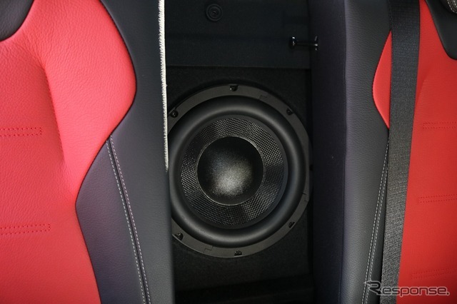 サブウーファーユニットに選んだのはローヤル産業のRJ250。オーナーが同シリーズの音が気に入ってフルシステムで導入を決めた。