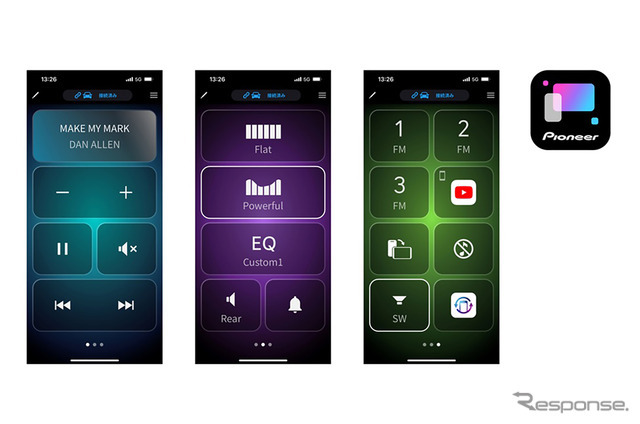 専用アプリ「PxLink」はスマートフォンの最大3ページに操作キーの配置が可能
