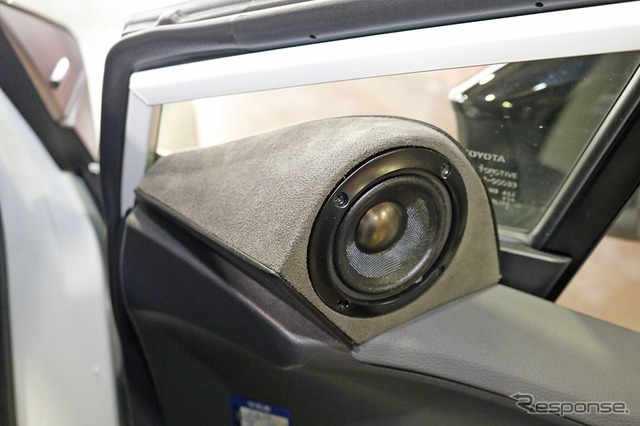 ミッドレンジのRJ085-Lはドアミラー裏にあたるドア上部に写真のようなマウントをワンオフしてインストールされている。