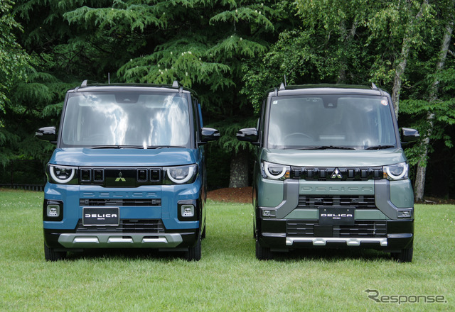 三菱 デリカミニ 新型（左）と従来型（右）のフロントマスク